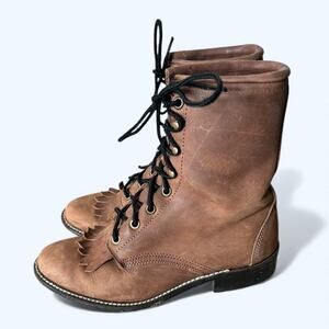 Vintage Laredo Lace Up Kiltie Roper Boots Brown USA Made Women's size 7 Western